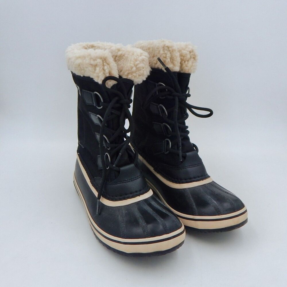 Sorel Women's Winter Carnival Black Waterproof Snow Boots Size 7.5M Lined